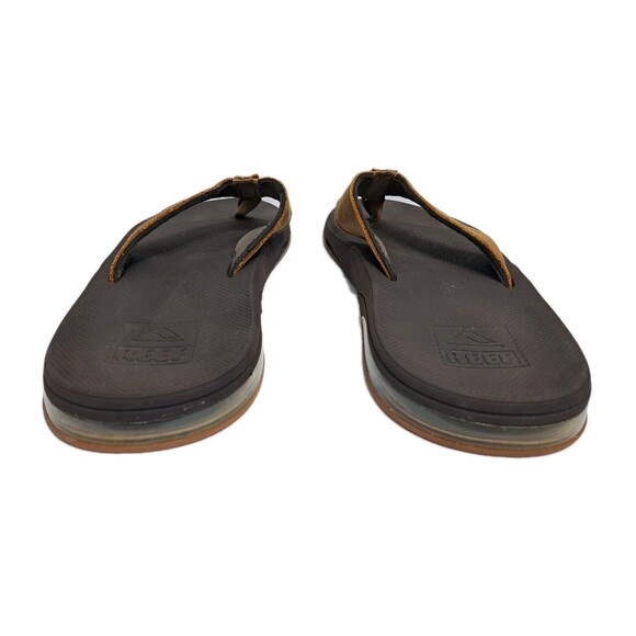 Reef Fanning Flip Flops Men's 9 Leather Sandals Brown Bottle Opener Beach - Picture 5 of 9